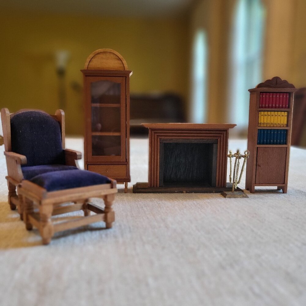 Reevesline Vintage Dollhouse Wooden Parlor 6-Piece Set
